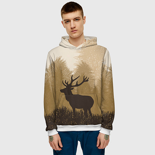Мужская толстовка Олень на охоте / 3D-Белый – фото 3