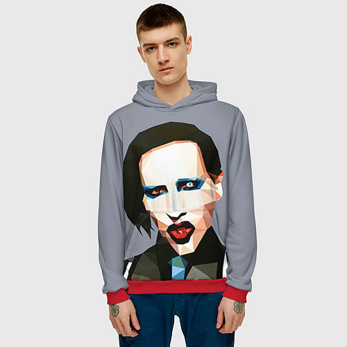 Мужская толстовка Mаrilyn Manson Art / 3D-Красный – фото 3