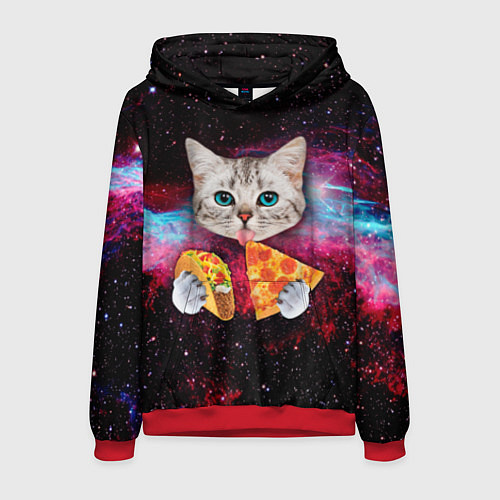 Мужская толстовка Кот с едой / 3D-Красный – фото 1