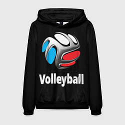 Толстовка-худи мужская Волейбольный мяч российский триколор, цвет: 3D-черный