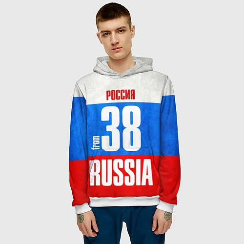Мужская толстовка Russia: from 38 / 3D-Белый – фото 3