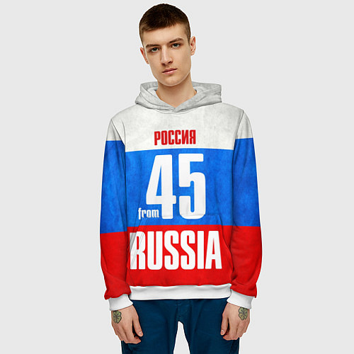 Мужская толстовка Russia: from 45 / 3D-Белый – фото 3