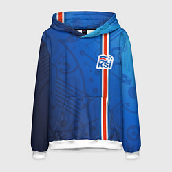 Толстовка-худи мужская Сборная Исландии по футболу, цвет: 3D-белый