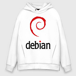 Толстовка оверсайз мужская Debian, цвет: белый