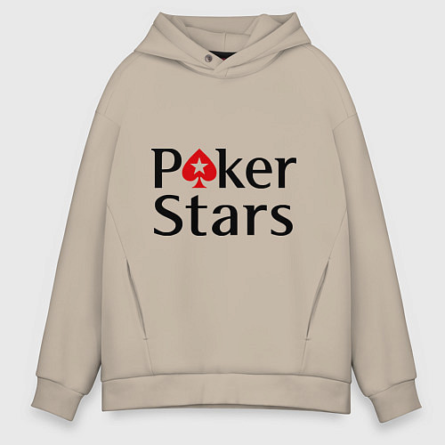 Мужское худи оверсайз Poker Stars / Миндальный – фото 1