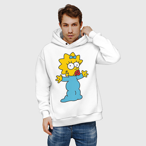 Мужское худи оверсайз Maggie Simpson / Белый – фото 3