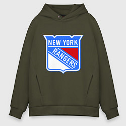 Толстовка оверсайз мужская New York Rangers, цвет: хаки