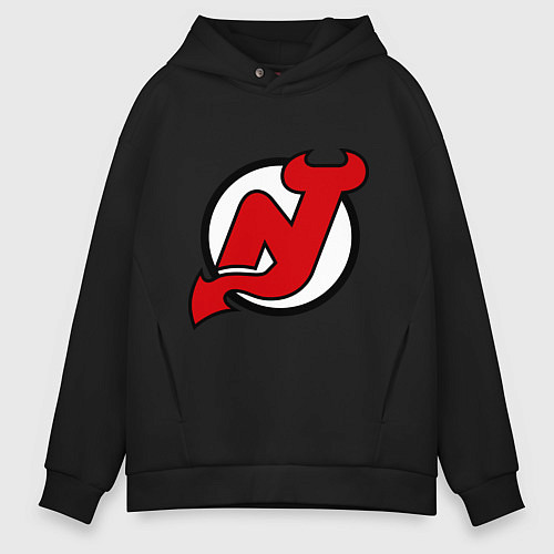 Мужское худи оверсайз New Jersey Devils / Черный – фото 1