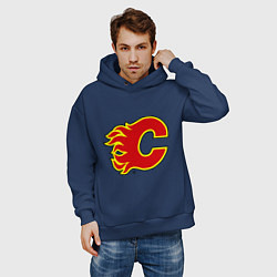 Толстовка оверсайз мужская Calgary Flames цвета тёмно-синий — фото 2