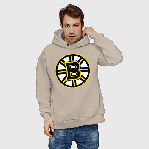 Мужское худи оверсайз Boston Bruins / Миндальный – фото 3