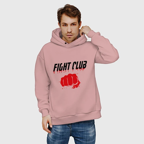 Мужское худи оверсайз Fight Club / Пыльно-розовый – фото 3