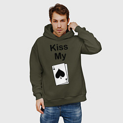 Толстовка оверсайз мужская Kiss my card, цвет: хаки — фото 2