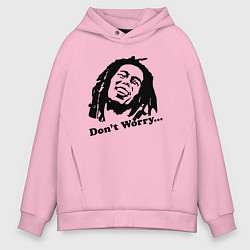 Толстовка оверсайз мужская Bob Marley: Don't worry, цвет: светло-розовый