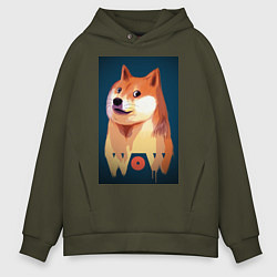 Толстовка оверсайз мужская Wow Doge, цвет: хаки