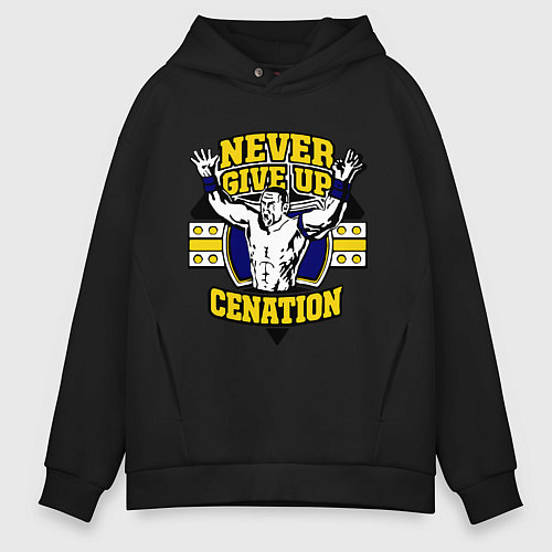 Мужское худи оверсайз Never Give Up: Cenation / Черный – фото 1