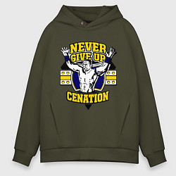 Толстовка оверсайз мужская Never Give Up: Cenation, цвет: хаки
