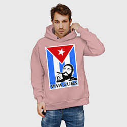 Толстовка оверсайз мужская Fidel: Viva, Cuba!, цвет: пыльно-розовый — фото 2