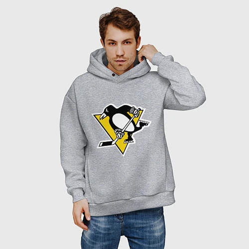 Мужское худи оверсайз Pittsburgh Penguins / Меланж – фото 3