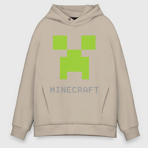 Мужское худи оверсайз Minecraft logo grey / Миндальный – фото 1