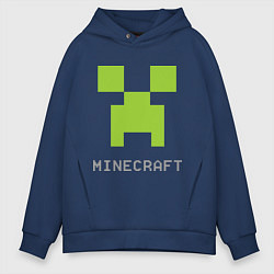 Толстовка оверсайз мужская Minecraft logo grey, цвет: тёмно-синий