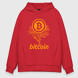 Толстовка оверсайз мужская Bitcoin Tree, цвет: красный