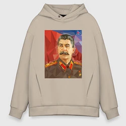Толстовка оверсайз мужская Сталин: полигоны, цвет: миндальный