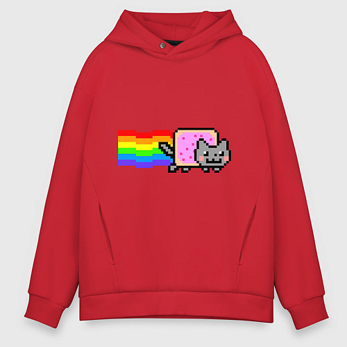 Мужское худи оверсайз Nyan Cat / Красный – фото 1