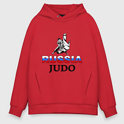 Толстовка оверсайз мужская Russia judo, цвет: красный