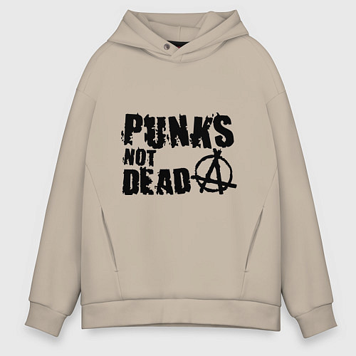 Мужское худи оверсайз Punks not dead / Миндальный – фото 1