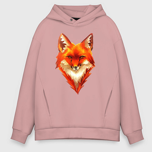 Мужское худи оверсайз Огенный лис / Пыльно-розовый – фото 1