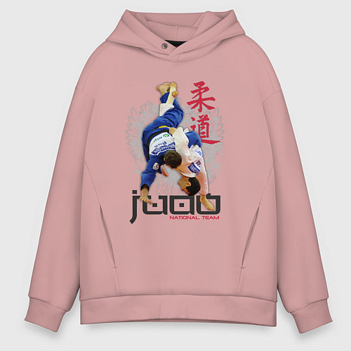 Мужское худи оверсайз Дзюдо: национальная команда / Пыльно-розовый – фото 1