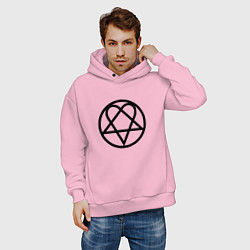 Толстовка оверсайз мужская HIM Symbol, цвет: светло-розовый — фото 2