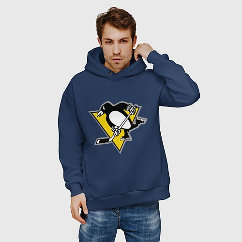 Мужское худи оверсайз Pittsburgh Penguins: 10 / Тёмно-синий – фото 3
