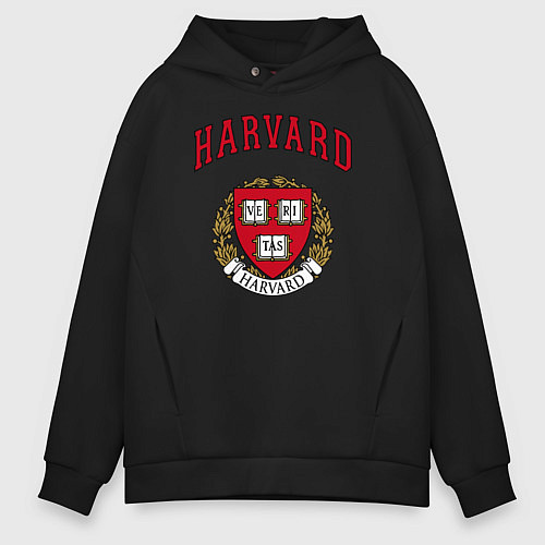 Мужское худи оверсайз Harvard university / Черный – фото 1