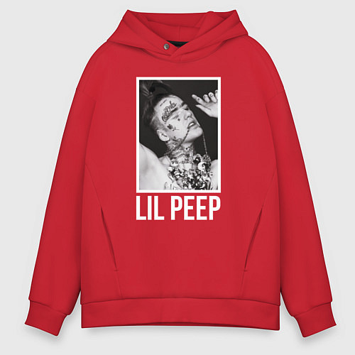 Мужское худи оверсайз Lil Peep: White Style / Красный – фото 1