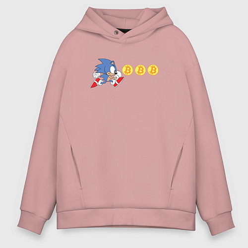 Мужское худи оверсайз Монетный Соник / Пыльно-розовый – фото 1