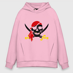 Толстовка оверсайз мужская Пиратская футболка, цвет: светло-розовый
