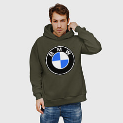 Толстовка оверсайз мужская Logo BMW, цвет: хаки — фото 2