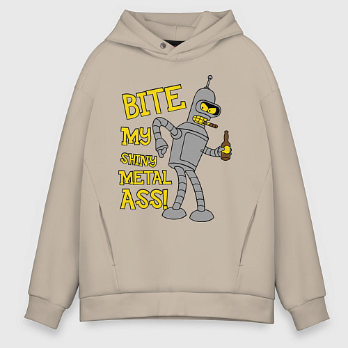 Мужское худи оверсайз Bite my shunny metal ass / Миндальный – фото 1
