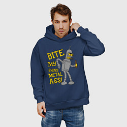 Толстовка оверсайз мужская Bite my shunny metal ass, цвет: тёмно-синий — фото 2