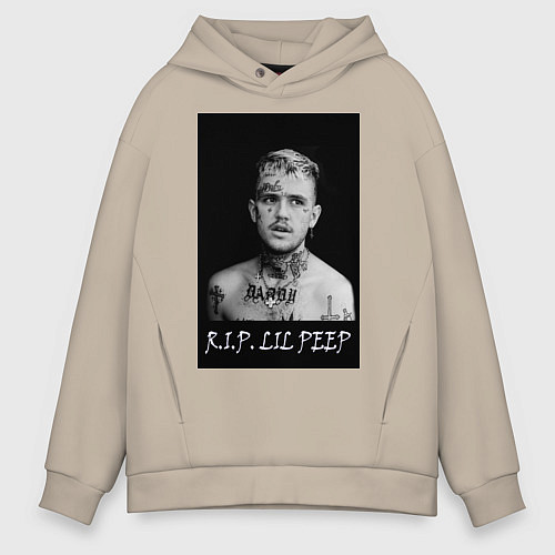 Мужское худи оверсайз RIP Lil Peep / Миндальный – фото 1