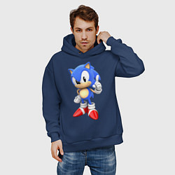 Толстовка оверсайз мужская Classic Sonic, цвет: тёмно-синий — фото 2