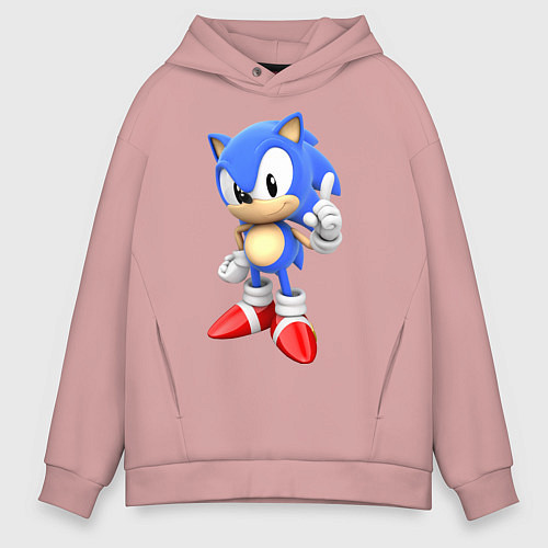 Мужское худи оверсайз Classic Sonic / Пыльно-розовый – фото 1