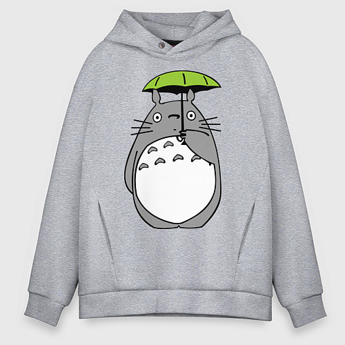Мужское худи оверсайз Totoro с зонтом / Меланж – фото 1