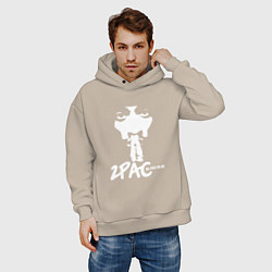 Толстовка оверсайз мужская 2Pac: All Eyez On Me, цвет: миндальный — фото 2