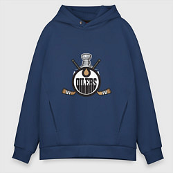 Толстовка оверсайз мужская Edmonton Oilers Hockey, цвет: тёмно-синий