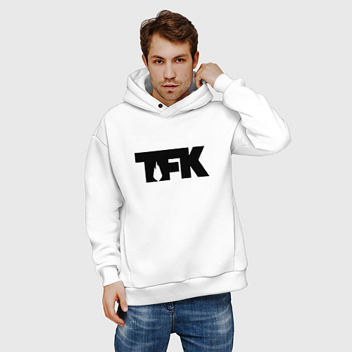 Мужское худи оверсайз TFK: Black Logo / Белый – фото 3