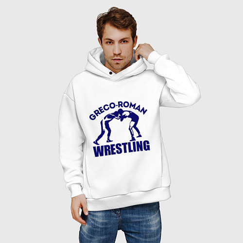 Мужское худи оверсайз Greco-roman wrestling / Белый – фото 3