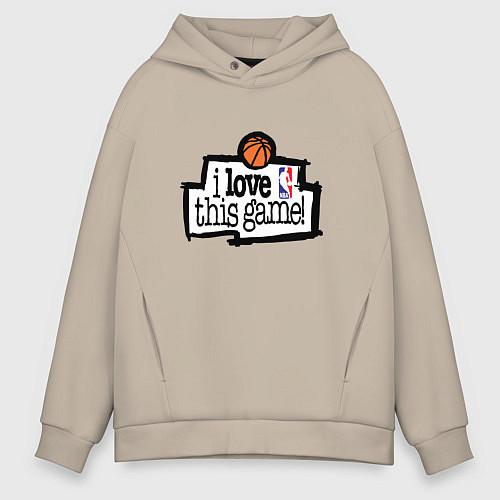 Мужское худи оверсайз Basketball: I love this game / Миндальный – фото 1