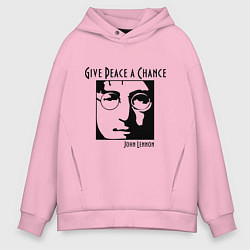 Толстовка оверсайз мужская Give Peace a Chance, цвет: светло-розовый